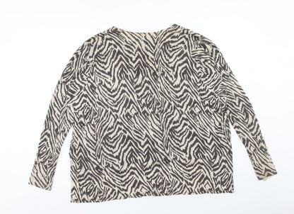 H&M Womens Brown Boat Neck Geometric Acrylic Pullover Jumper Size M
