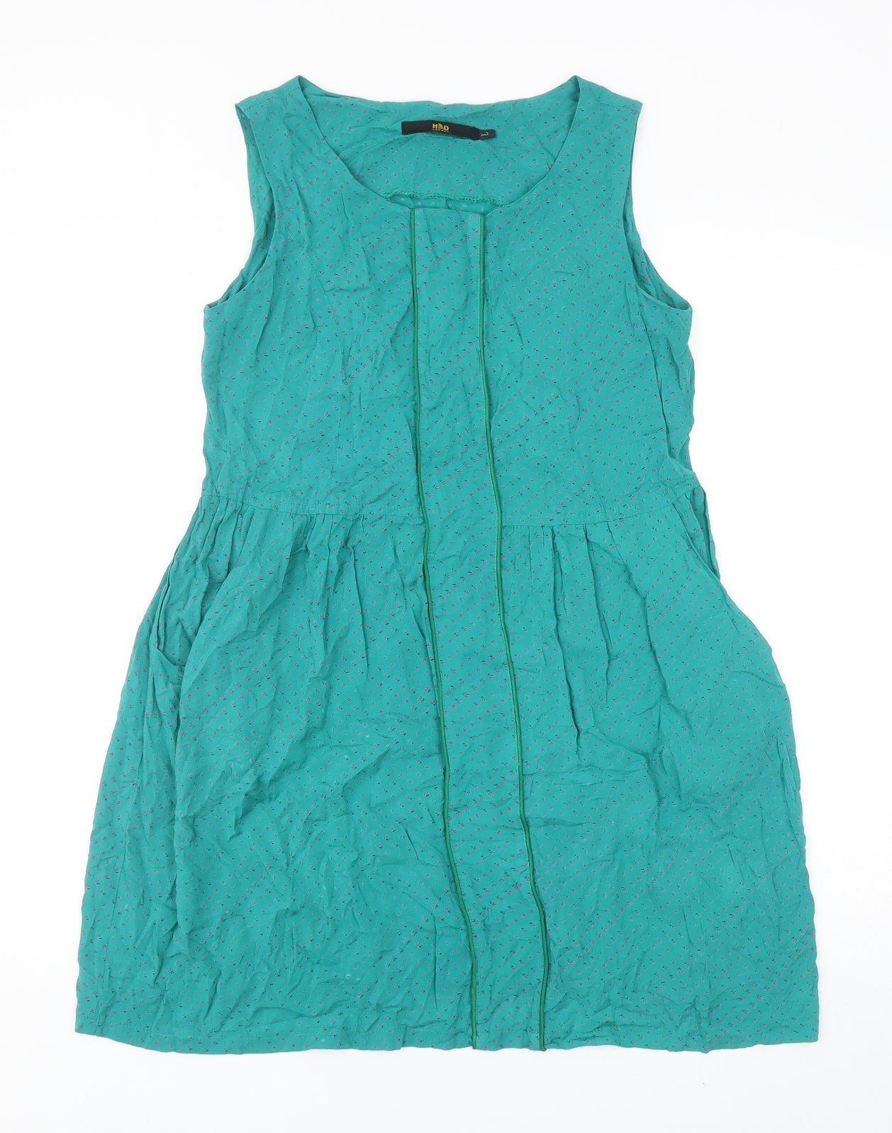 M Butterfly Womens Green Cotton Pinafore/Dungaree Dress Size L Roll Neck Pullover