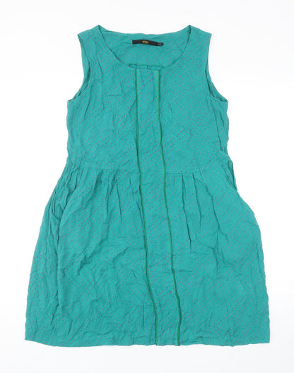 M Butterfly Womens Green Cotton Pinafore/Dungaree Dress Size L Roll Neck Pullover