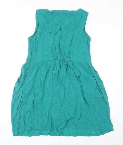 M Butterfly Womens Green Cotton Pinafore/Dungaree Dress Size L Roll Neck Pullover