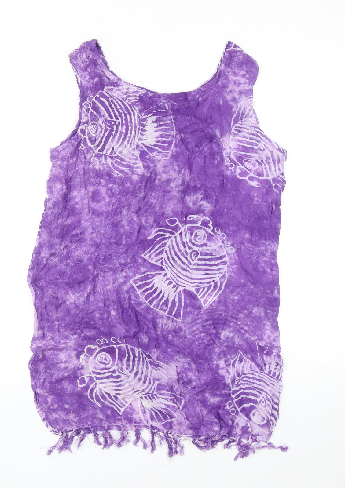 Preworn Womens Purple Geometric Viscose Basic Tank Size M Round Neck