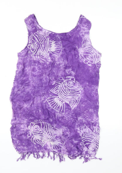 Preworn Womens Purple Geometric Viscose Basic Tank Size M Round Neck