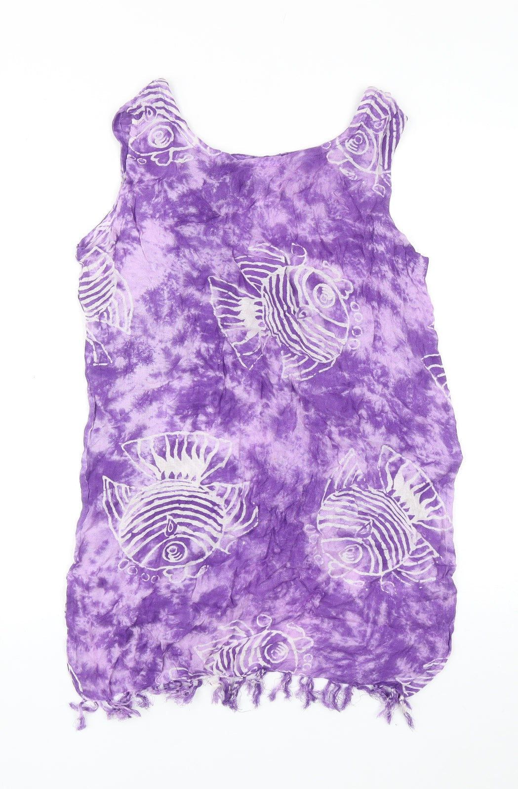 Preworn Womens Purple Geometric Viscose Basic Tank Size M Round Neck