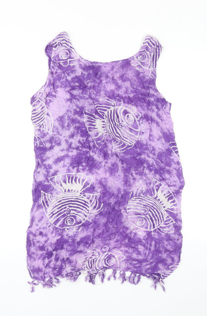 Preworn Womens Purple Geometric Viscose Basic Tank Size M Round Neck