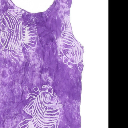 Preworn Womens Purple Geometric Viscose Basic Tank Size M Round Neck