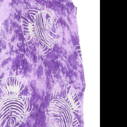 Preworn Womens Purple Geometric Viscose Basic Tank Size M Round Neck