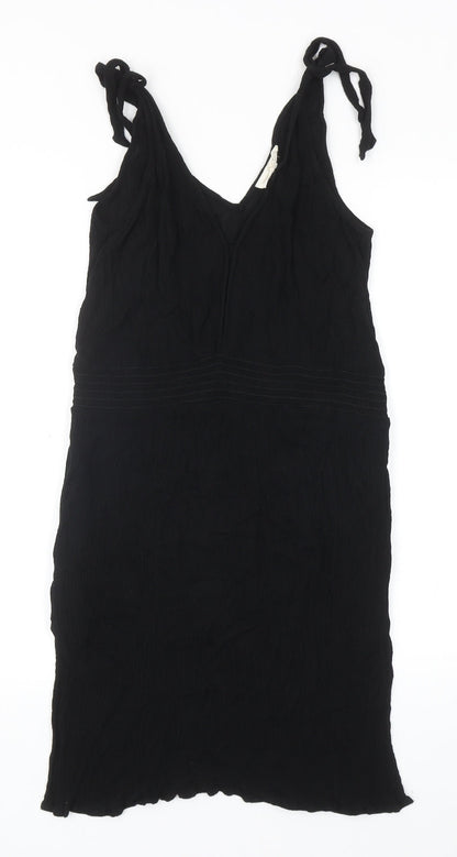 NEXT Womens Black Viscose A-Line Size 12 V-Neck Tie