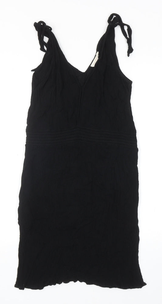 NEXT Womens Black Viscose A-Line Size 12 V-Neck Tie