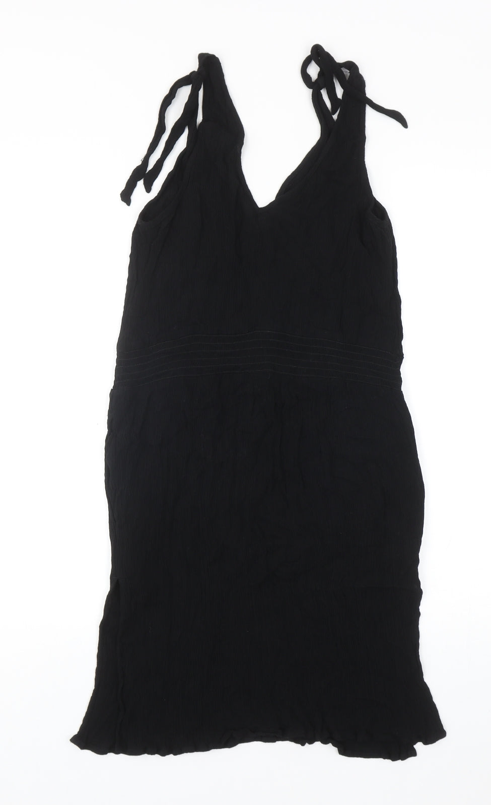 NEXT Womens Black Viscose A-Line Size 12 V-Neck Tie