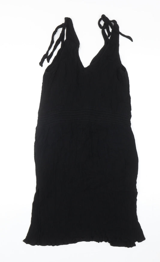 NEXT Womens Black Viscose A-Line Size 12 V-Neck Tie