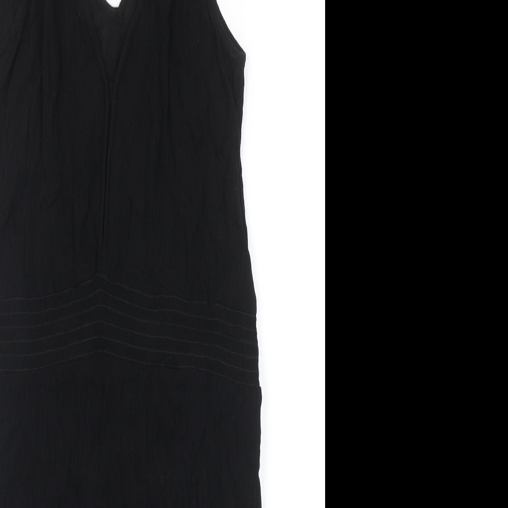 NEXT Womens Black Viscose A-Line Size 12 V-Neck Tie