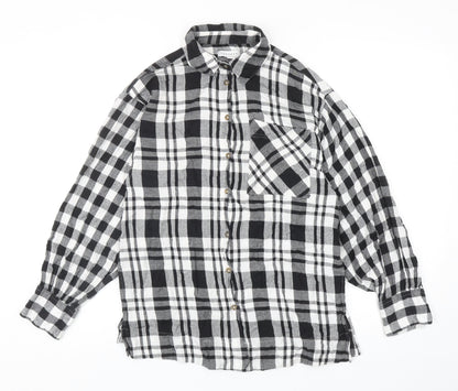 Womens UK Size XS Topshop Black Basic Button-Up