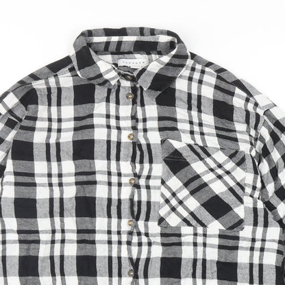 Womens UK Size XS Topshop Black Basic Button-Up