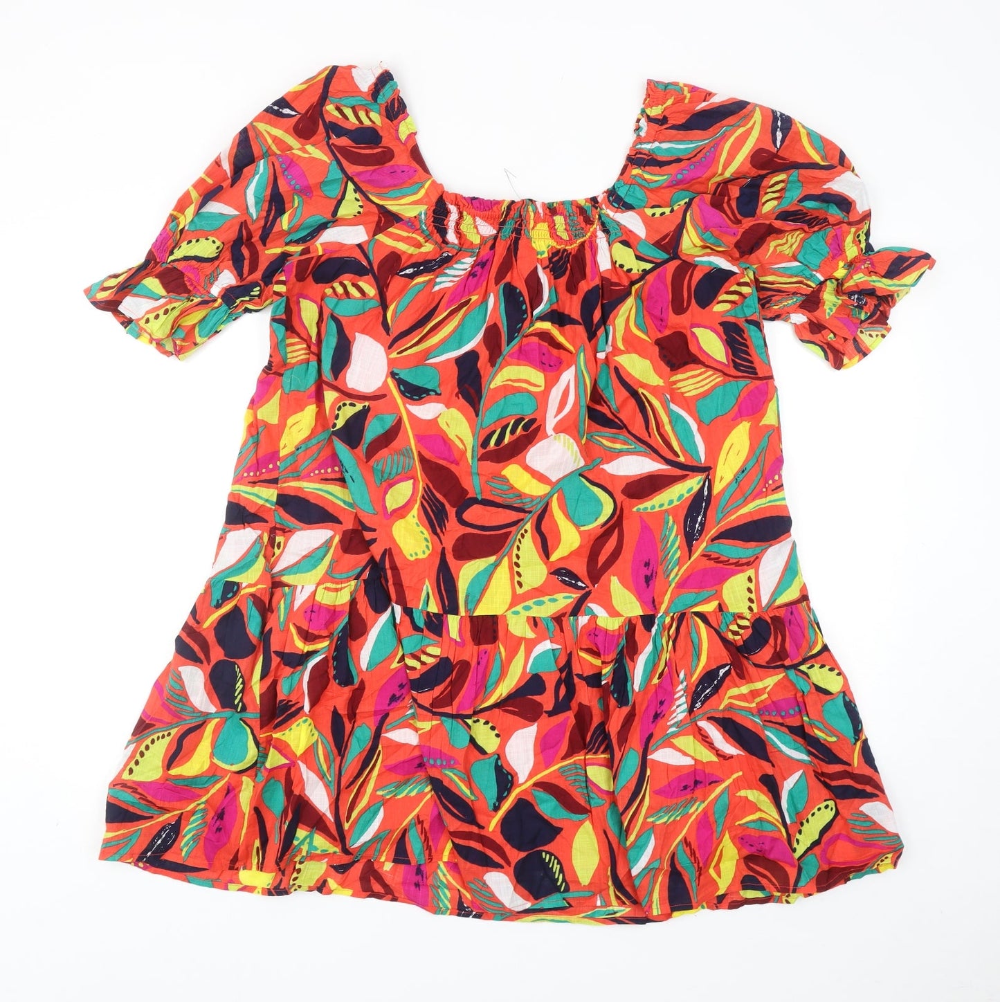 TU Womens Multicoloured Geometric Cotton Shift Size 10 Square Neck Pullover