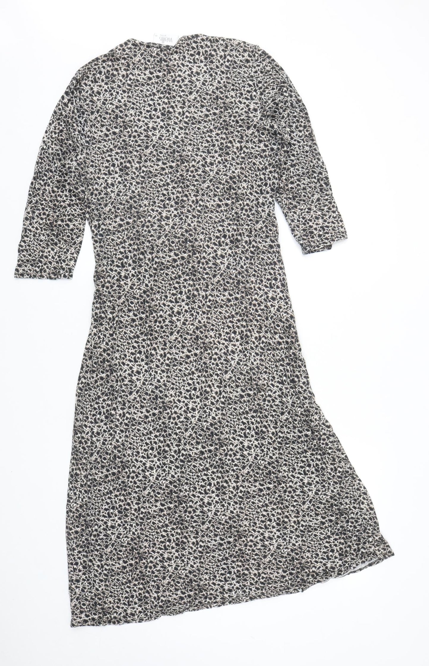 Wallis Womens Brown Geometric Viscose A-Line Size 16 V-Neck Pullover