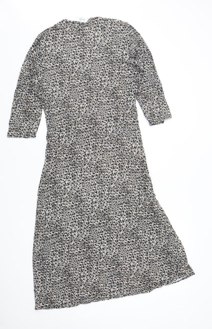 Wallis Womens Brown Geometric Viscose A-Line Size 16 V-Neck Pullover