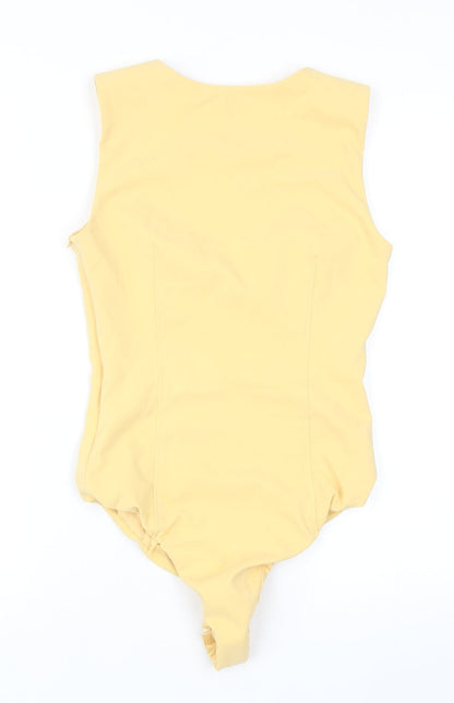 Zara Womens Yellow Polyester Bodysuit One-Piece Size S Snap