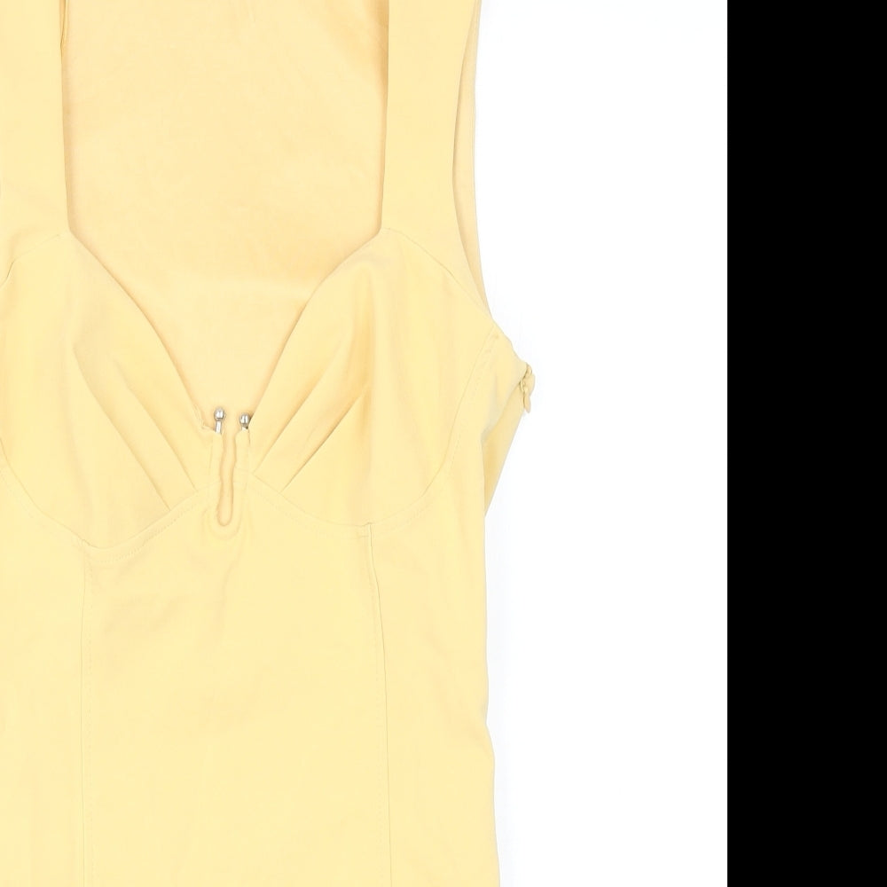 Zara Womens Yellow Polyester Bodysuit One-Piece Size S Snap