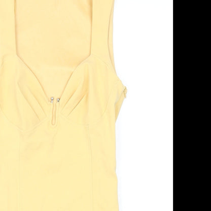 Zara Womens Yellow Polyester Bodysuit One-Piece Size S Snap