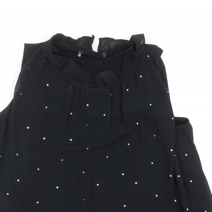 NEXT Womens Black Polyester Basic Tank Size 12 Round Neck