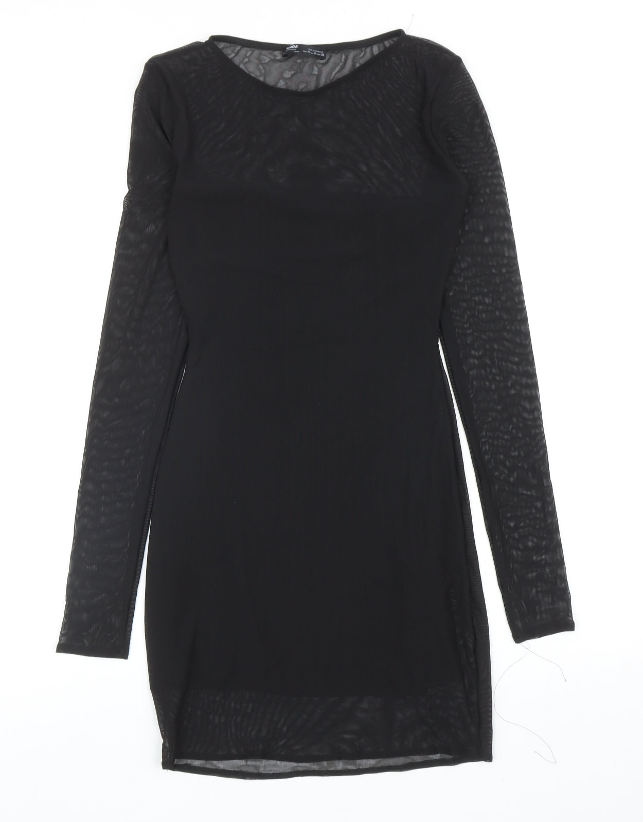 Pull&Bear Womens Black Polyester A-Line Size M Round Neck Pullover