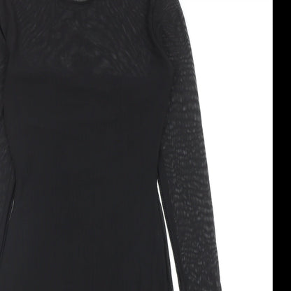 Pull&Bear Womens Black Polyester A-Line Size M Round Neck Pullover