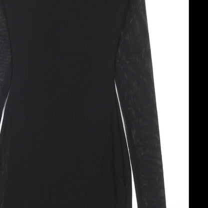 Pull&Bear Womens Black Polyester A-Line Size M Round Neck Pullover
