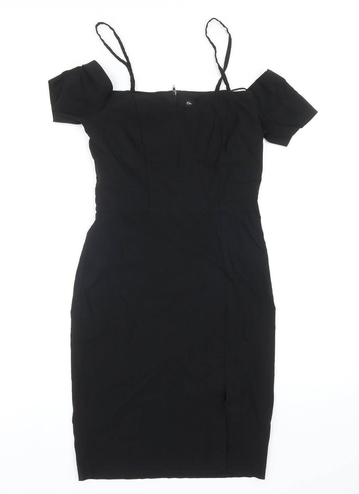Miss Selfridge Womens Black Polyester A-Line Size 10 Square Neck Zip