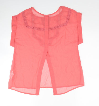 George Womens Pink Polyester Basic T-Shirt Size 10 Round Neck - Sheer