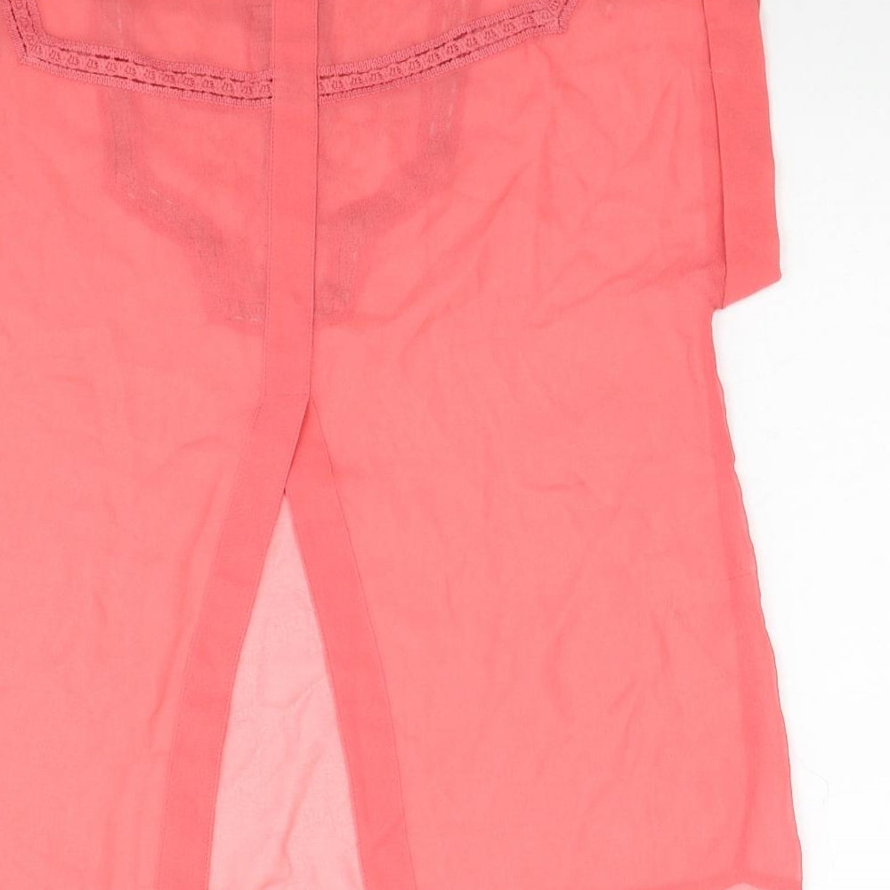 George Womens Pink Polyester Basic T-Shirt Size 10 Round Neck - Sheer