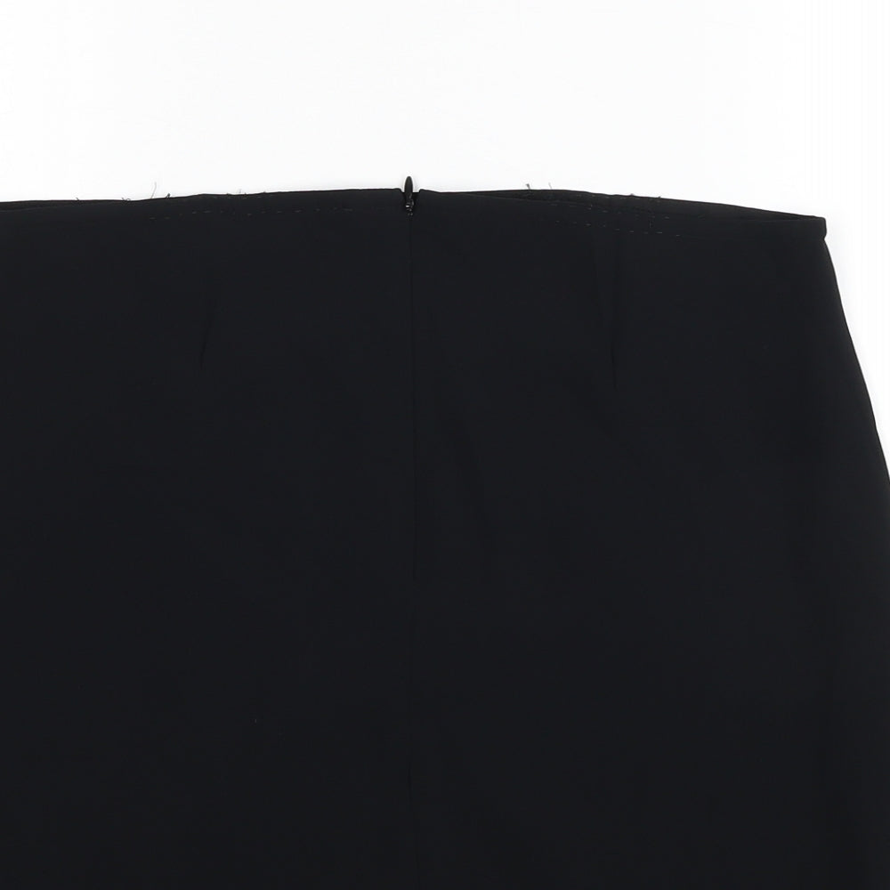 Preworn Womens Black Polyester Trumpet Skirt Size 32 in Zip