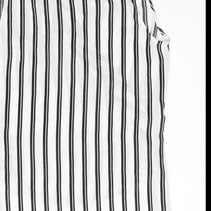Miss Selfridge Womens White Striped Polyester Basic Blouse Size 10 V-Neck