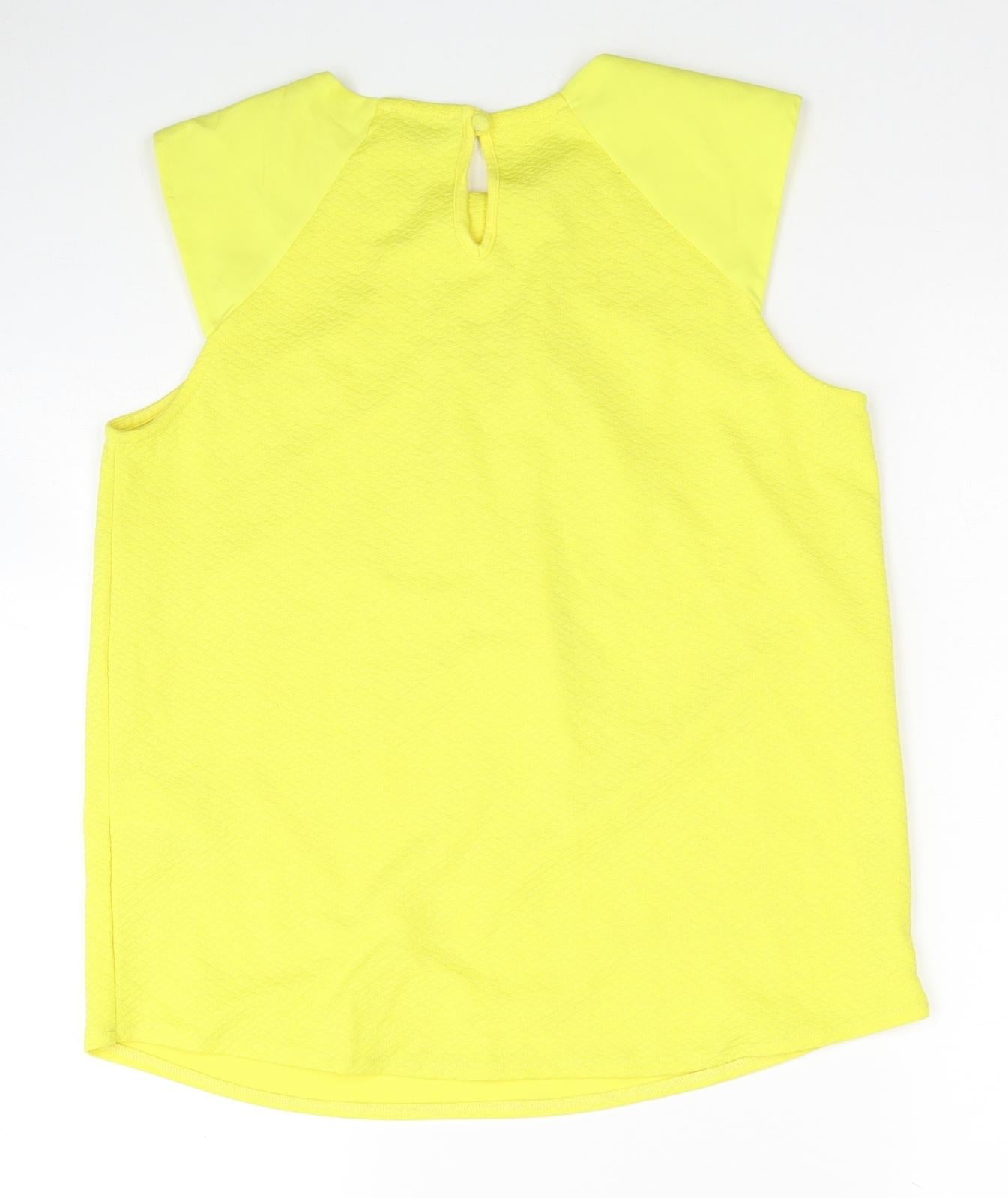 Womens UK Size 10 Warehouse Yellow Basic Blouse