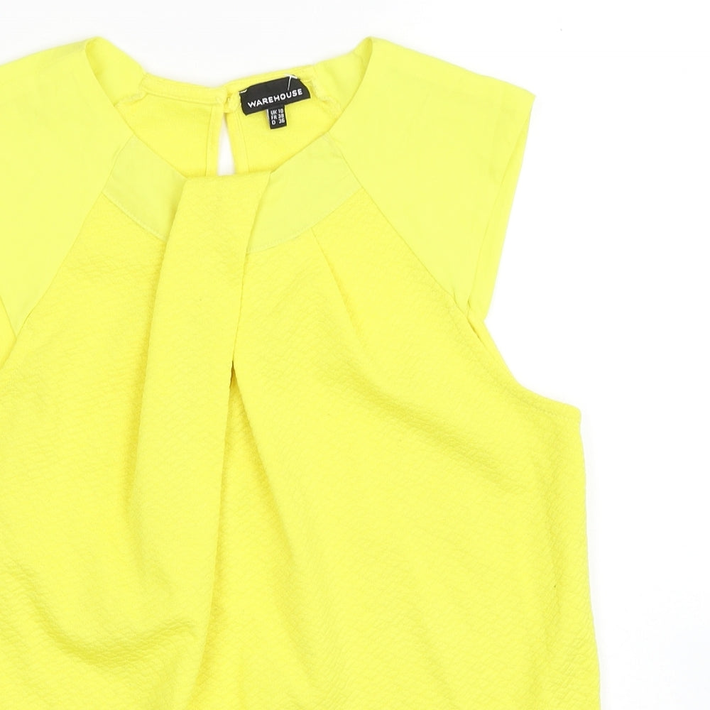 Womens UK Size 10 Warehouse Yellow Basic Blouse