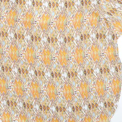 Preppy Womens Orange Geometric Polyester Basic Blouse Size M Scoop Neck
