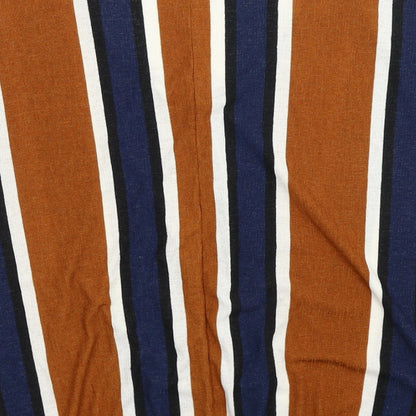 Papaya Womens Brown Striped Polyester Cropped T-Shirt Size 12 Scoop Neck