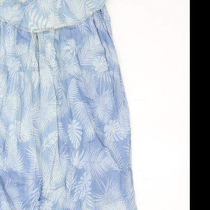 Dorothy Perkins Womens Blue Floral Cotton Fit & Flare Size 12 Off the Shoulder Pullover