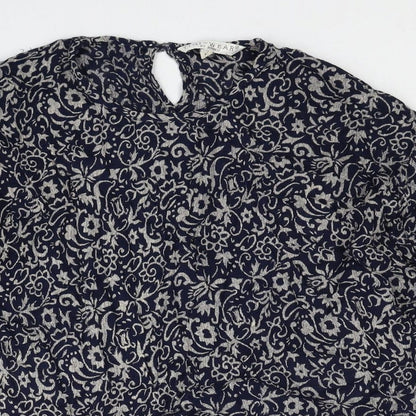 TIGI Womens Blue Floral Viscose Basic Blouse Size L Round Neck