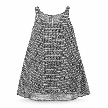 H&M Womens Black Geometric Viscose Trapeze & Swing Size 12 Scoop Neck Button