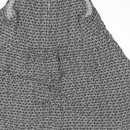 H&M Womens Black Geometric Viscose Trapeze & Swing Size 12 Scoop Neck Button
