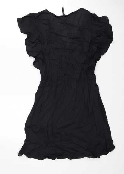 Lee Cooper Womens Black Viscose A-Line Size XS V-Neck Hook & Loop