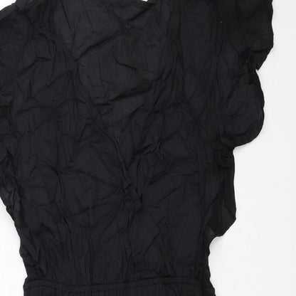 Lee Cooper Womens Black Viscose A-Line Size XS V-Neck Hook & Loop