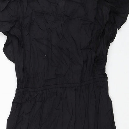 Lee Cooper Womens Black Viscose A-Line Size XS V-Neck Hook & Loop