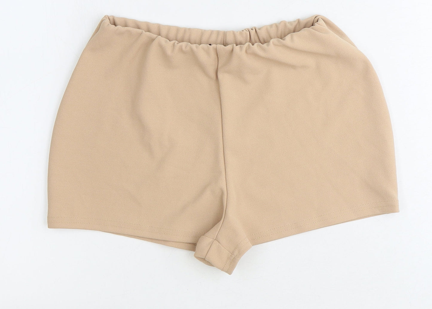 Missguided Womens Beige Polyester Sweat Shorts Size 6 Extra-Slim Pull On