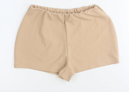 Missguided Womens Beige Polyester Sweat Shorts Size 6 Extra-Slim Pull On
