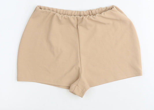 Missguided Womens Beige Polyester Sweat Shorts Size 6 Extra-Slim Pull On