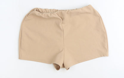 Missguided Womens Beige Polyester Sweat Shorts Size 6 Extra-Slim Pull On