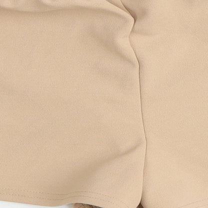 Missguided Womens Beige Polyester Sweat Shorts Size 6 Extra-Slim Pull On