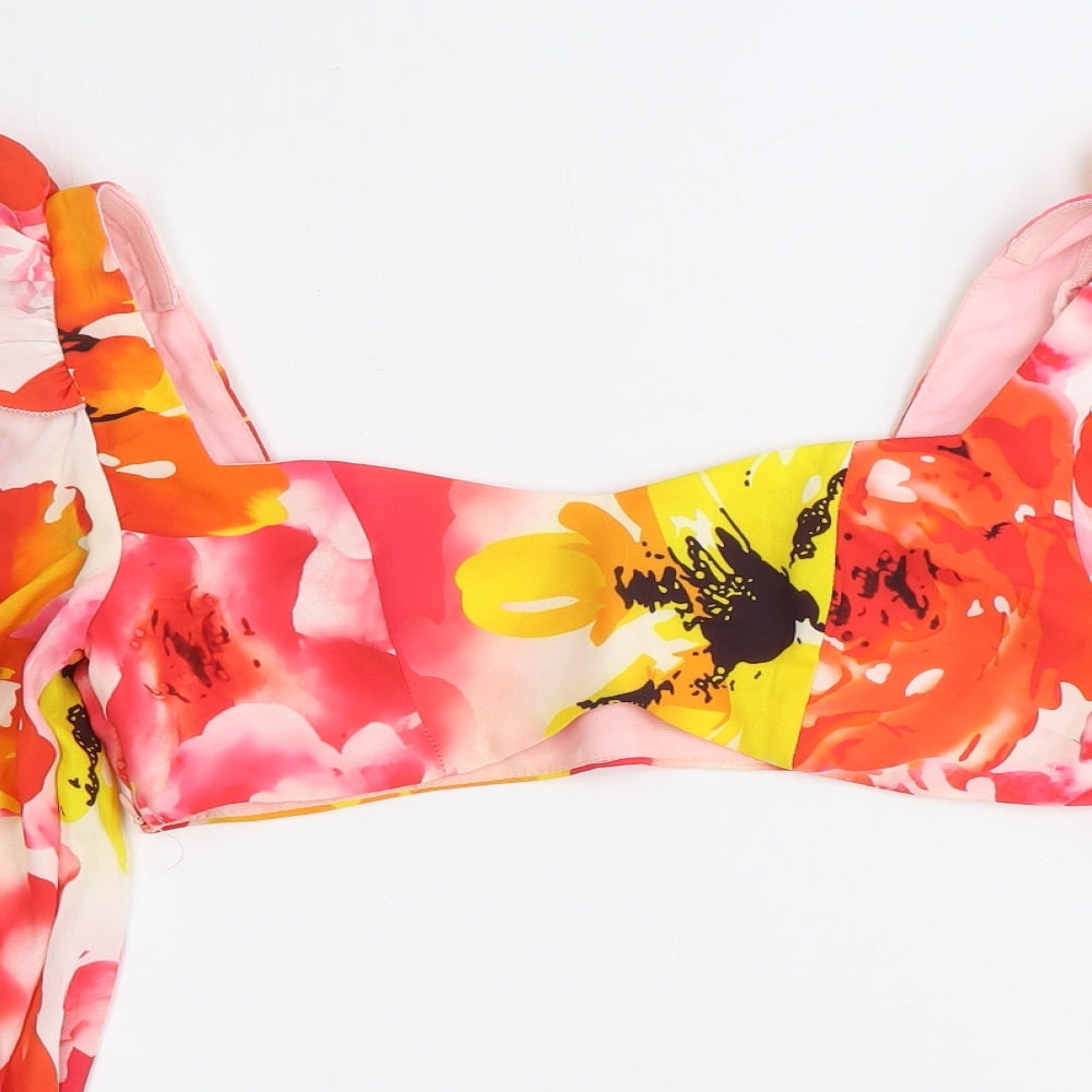 SheIn Womens Multicoloured Geometric Polyester Cropped Tank Size S Square Neck