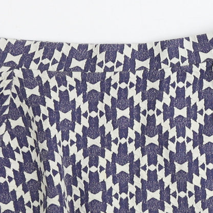 NEXT Womens Blue Geometric Cotton Swing Skirt Size 12